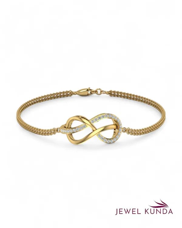 Yellow_Gold_Finish_Infinity_Shaped_Bracelet_For_Women_&_Girls