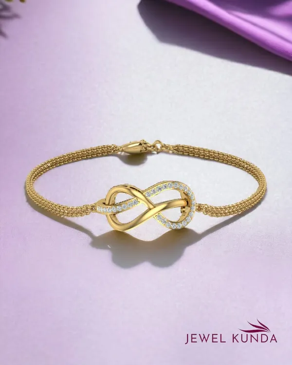 Yellow_Gold_Finish_Infinity_Shaped_Bracelet_For_Women_&_Girls