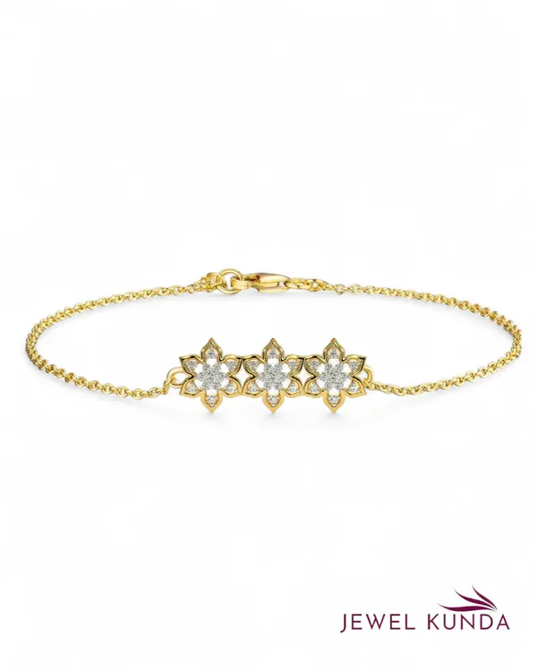 Yellow_Gold_Finish_Floral_Bracelet__For_Women_&_Girls