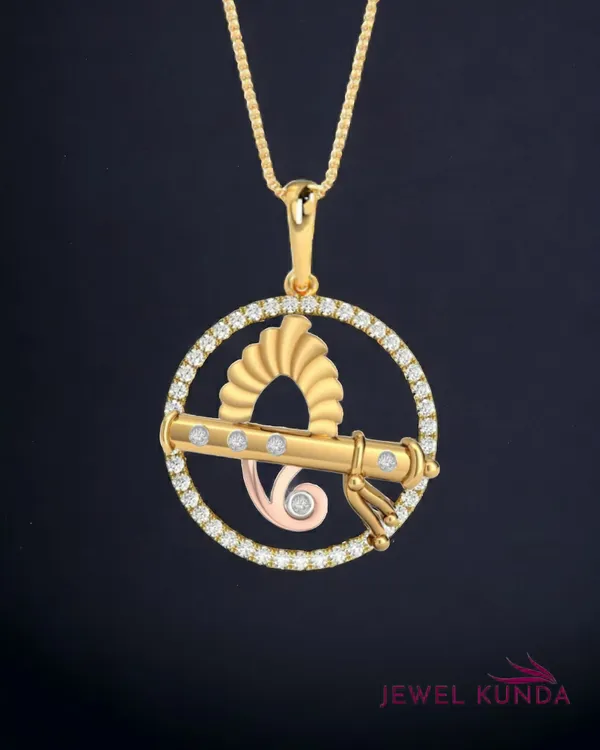 Yellow_Gold_Finish_Religious_Flute_Pendant_With_Chain