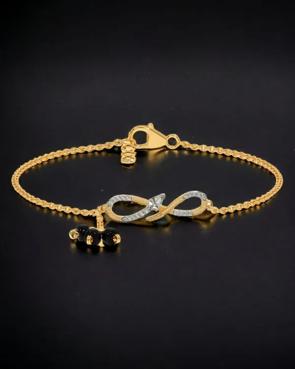 Yellow_Gold_Finish_Pear_Cut_Infinity_Shaped_Mangalsutra_Bracelet_For_Women