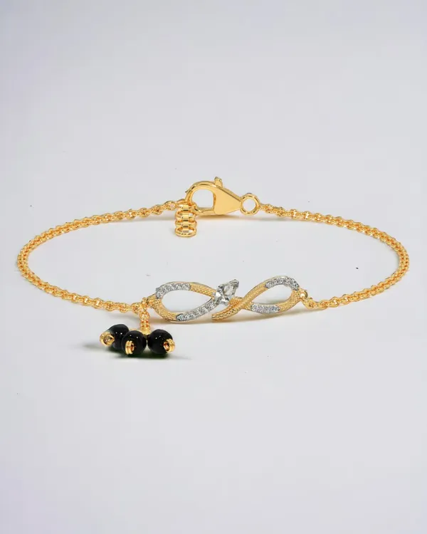 Yellow_Gold_Finish_Pear_Cut_Infinity_Shaped_Mangalsutra_Bracelet_For_Women