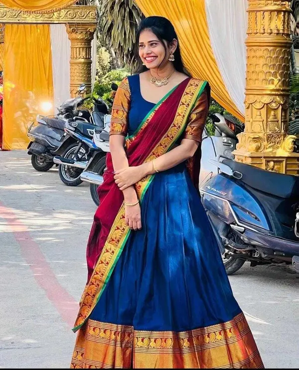 Blue_Kanjiveram_Silk_Zari_Lehenga_With_Blouse_Along_With_Banarsi_Silk_Dupatta