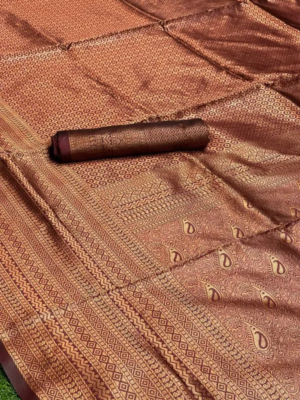 Maroon__Woven_Jacquard__Saree_With_Unstitched_Blouse