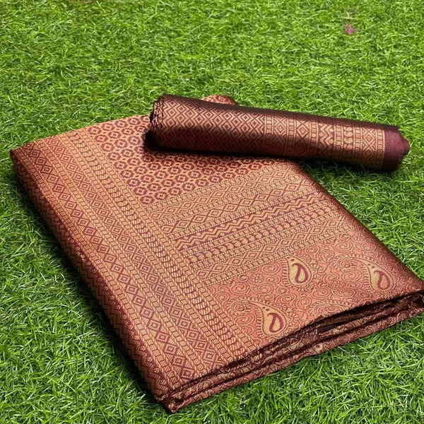 Maroon__Woven_Jacquard__Saree_With_Unstitched_Blouse