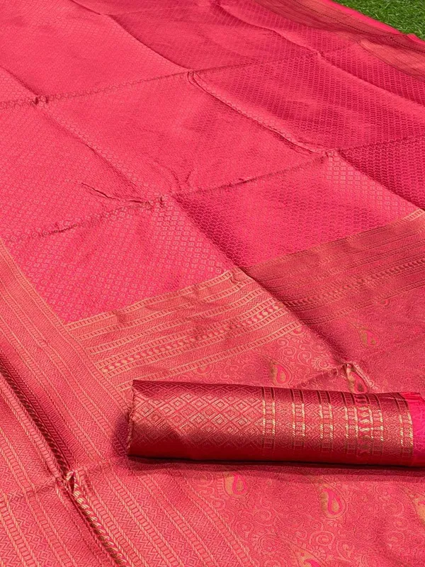 Pink__Woven_Jacquard__Saree_With_Unstitched_Blouse