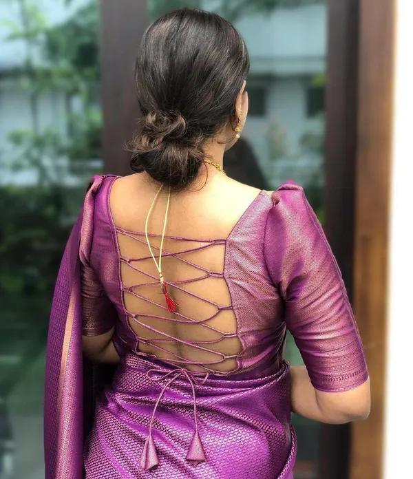 Purple__Woven_Jacquard__Saree_With_Unstitched_Blouse