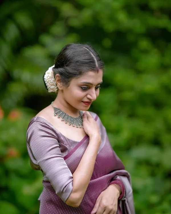 Silvar_Silver_Woven_Kanjivaram_Banarasi_Jacquard__Saree_With_Unstitched_Blouse