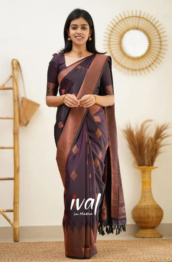 Purple__Woven_Jacquard__Saree_With_Unstitched_Blouse