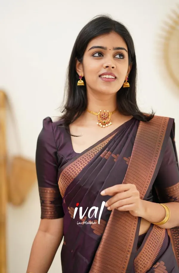 Purple__Woven_Jacquard__Saree_With_Unstitched_Blouse