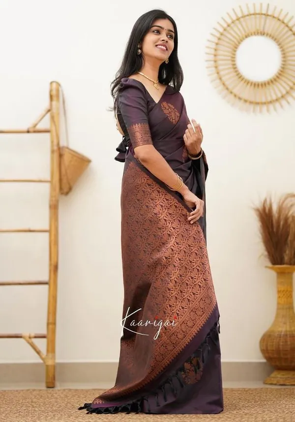 Purple__Woven_Jacquard__Saree_With_Unstitched_Blouse