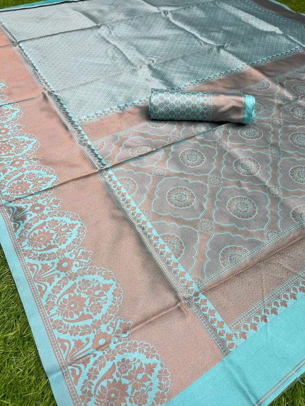 Light_Blue__Woven_Jacquard__Saree_With_Unstitched_Blouse