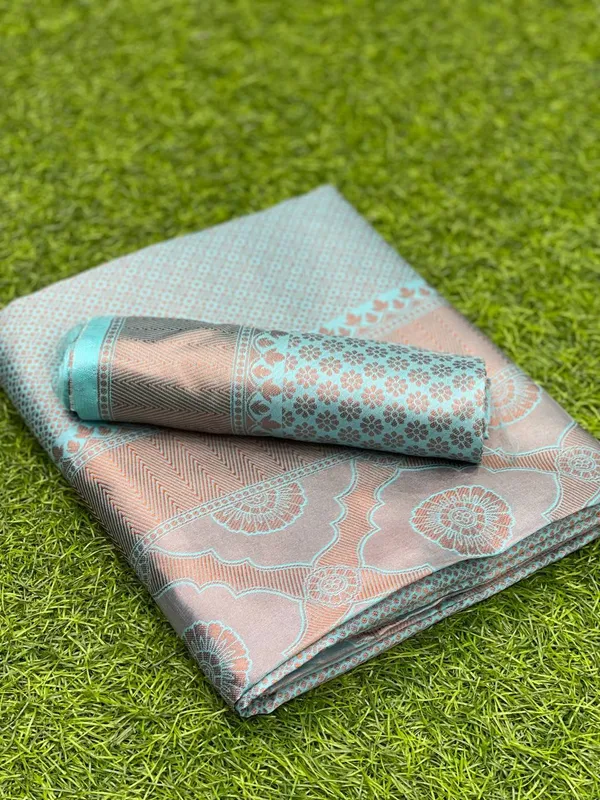 Light_Blue__Woven_Jacquard__Saree_With_Unstitched_Blouse