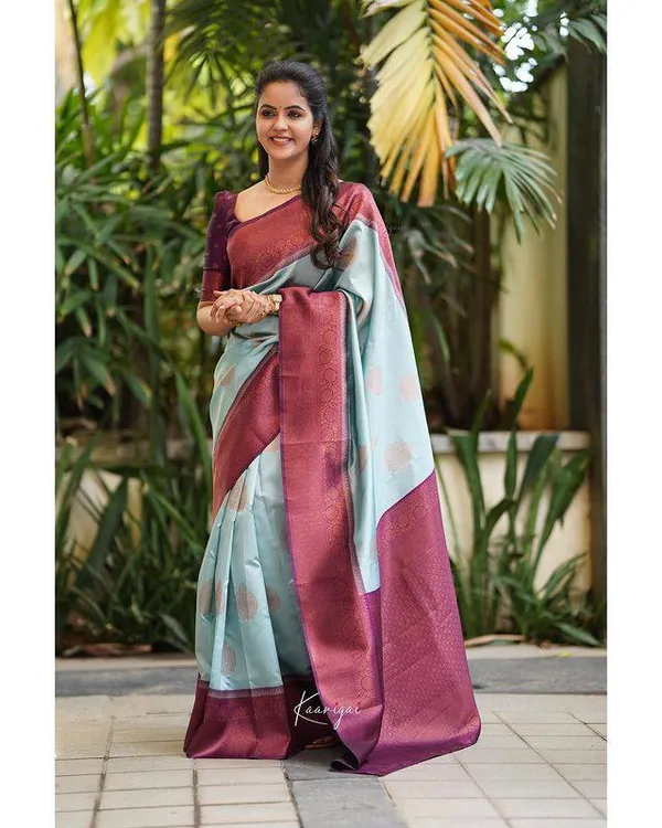 Light_Blue__Woven_Banarasi_Jacquard__Saree_With_Unstitched_Blouse