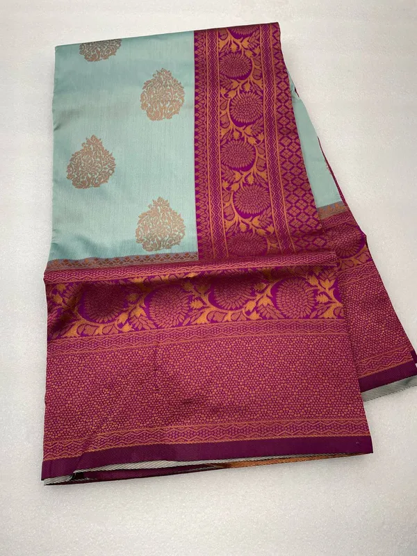 Light_Blue__Woven_Banarasi_Jacquard__Saree_With_Unstitched_Blouse