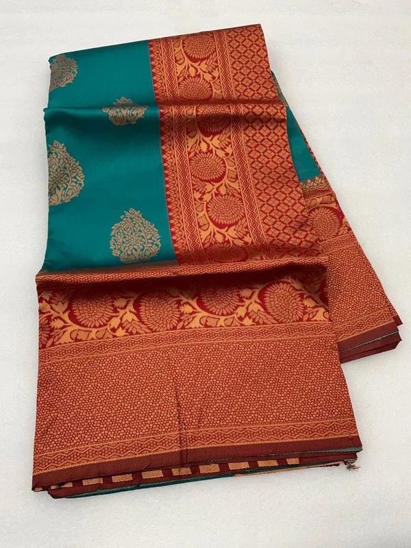 Rama__Woven_Banarasi_Jacquard__Saree_With_Unstitched_Blouse