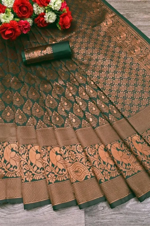 Green__Woven_Jacquard__Saree_With_Unstitched_Blouse