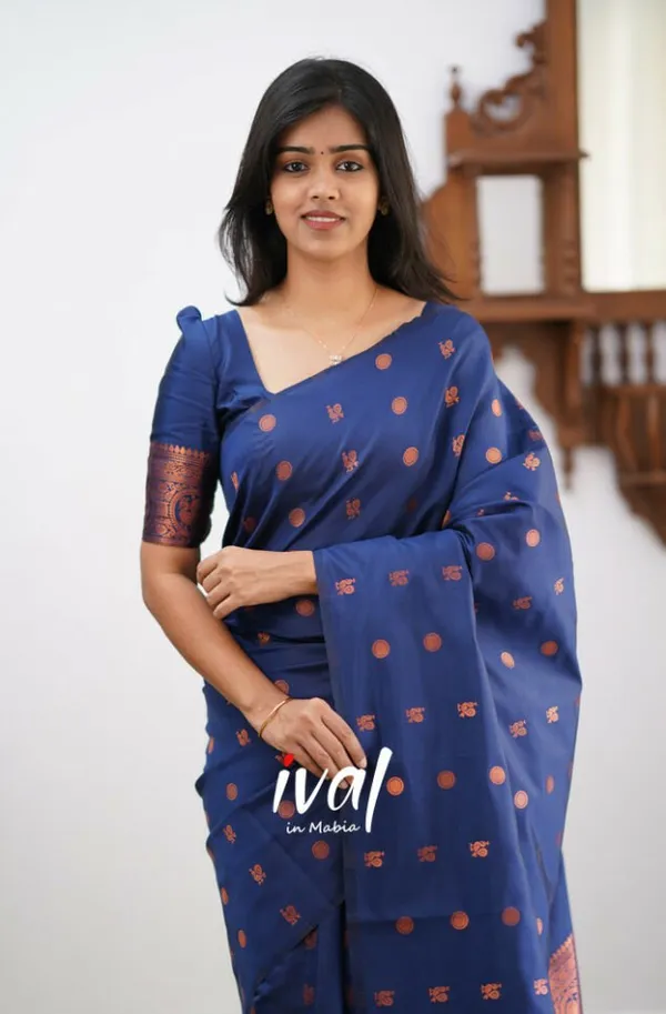 Blue__Woven_Jacquard__Saree_With_Unstitched_Blouse