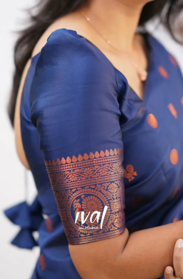 Blue__Woven_Jacquard__Saree_With_Unstitched_Blouse