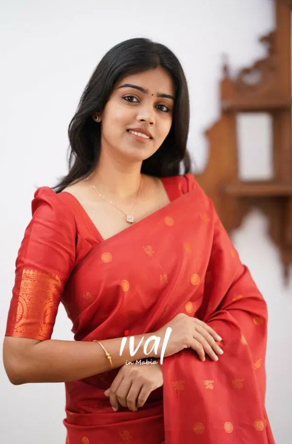 Red__Woven_Jacquard__Saree_With_Unstitched_Blouse