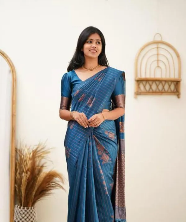 Rama__Woven_Jacquard__Saree_With_Unstitched_Blouse