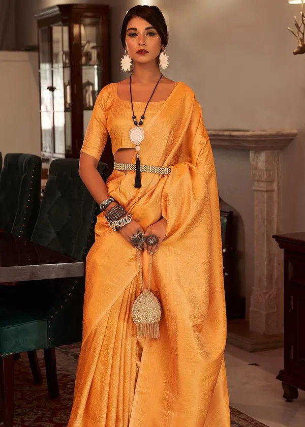 Koromiko_Gold_Koromiko_Gold_Woven_Kanjivaram_Banarasi_Jacquard__Saree_With_Unstitched_Blouse