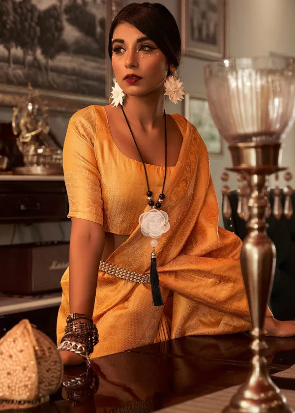 Koromiko_Gold_Koromiko_Gold_Woven_Kanjivaram_Banarasi_Jacquard__Saree_With_Unstitched_Blouse