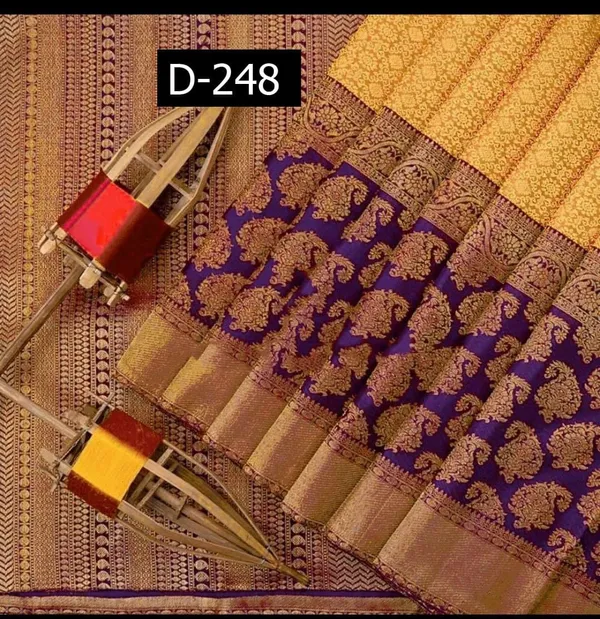 Yellow__Woven_Banarasi_Jacquard__Saree_With_Unstitched_Blouse