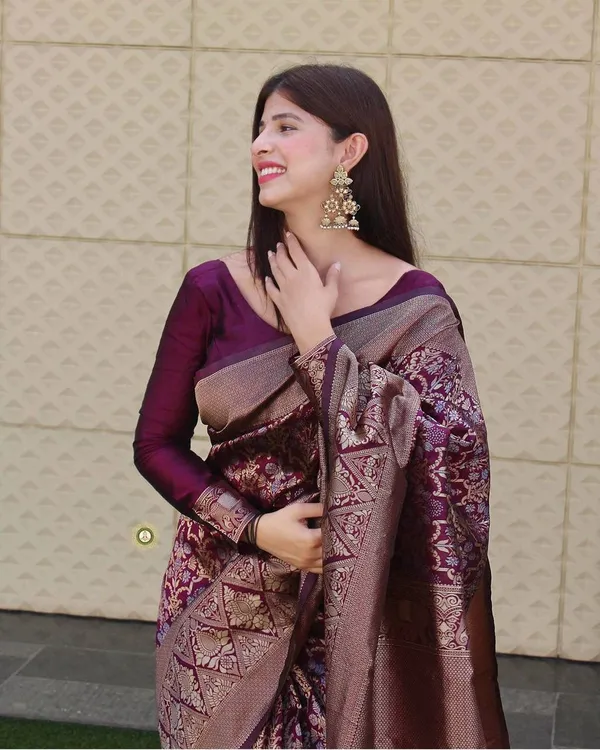 Purple__Woven_Kanjivaram__Saree_With_Unstitched_Blouse