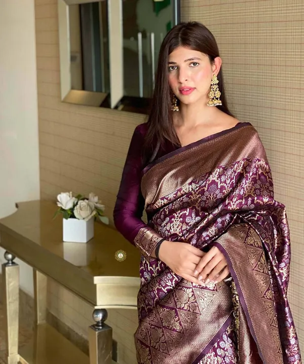 Purple__Woven_Kanjivaram__Saree_With_Unstitched_Blouse