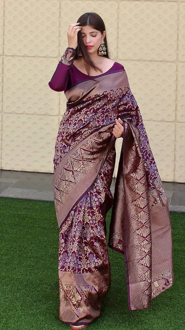 Purple__Woven_Kanjivaram__Saree_With_Unstitched_Blouse