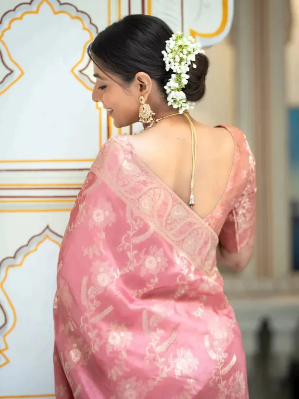 Pink__Woven_Jacquard__Saree_With_Unstitched_Blouse