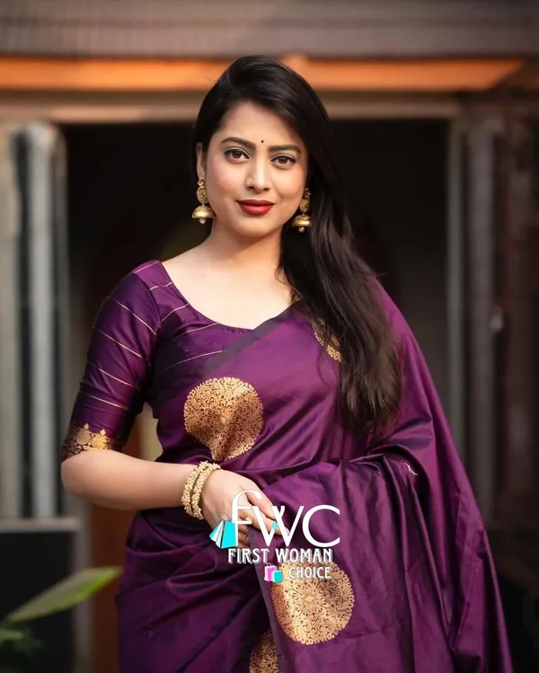 Purple__Woven_Jacquard__Saree_With_Unstitched_Blouse
