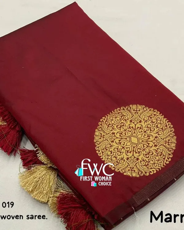 Red__Woven_Jacquard__Saree_With_Unstitched_Blouse