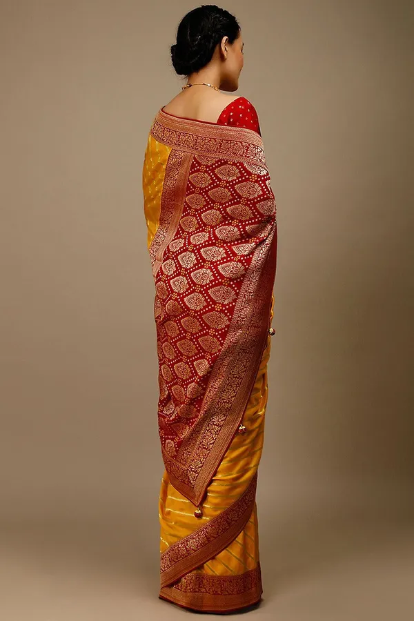 Yellow__Woven_Jacquard__Saree_With_Unstitched_Blouse