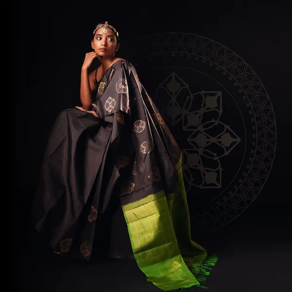 Black__Woven_Kanjivaram__Saree_With_Unstitched_Blouse
