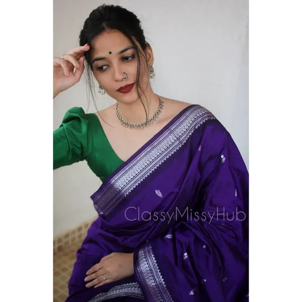 Purple__Woven_Banarasi_Jacquard__Saree_With_Unstitched_Blouse