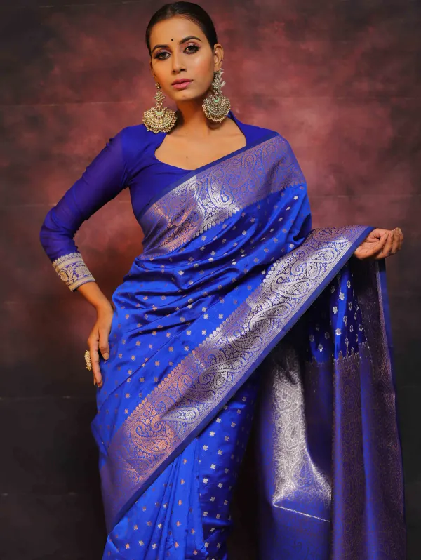 Light_Blue__Woven_Jacquard__Saree_With_Unstitched_Blouse