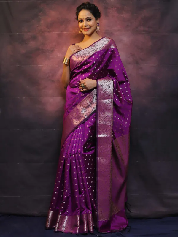 Purple__Woven_Jacquard__Saree_With_Unstitched_Blouse