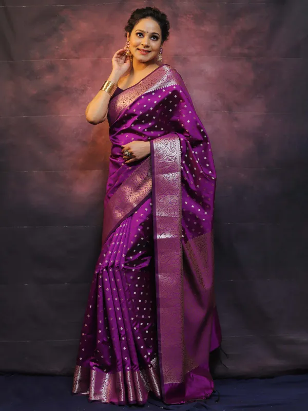 Purple__Woven_Jacquard__Saree_With_Unstitched_Blouse