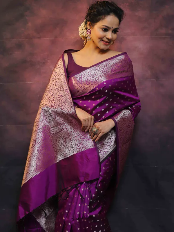 Purple__Woven_Jacquard__Saree_With_Unstitched_Blouse