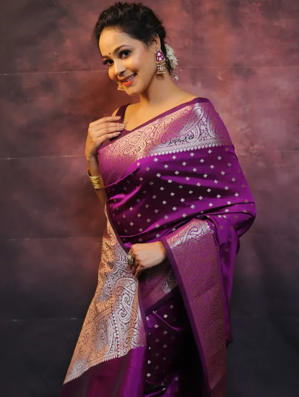 Purple__Woven_Jacquard__Saree_With_Unstitched_Blouse