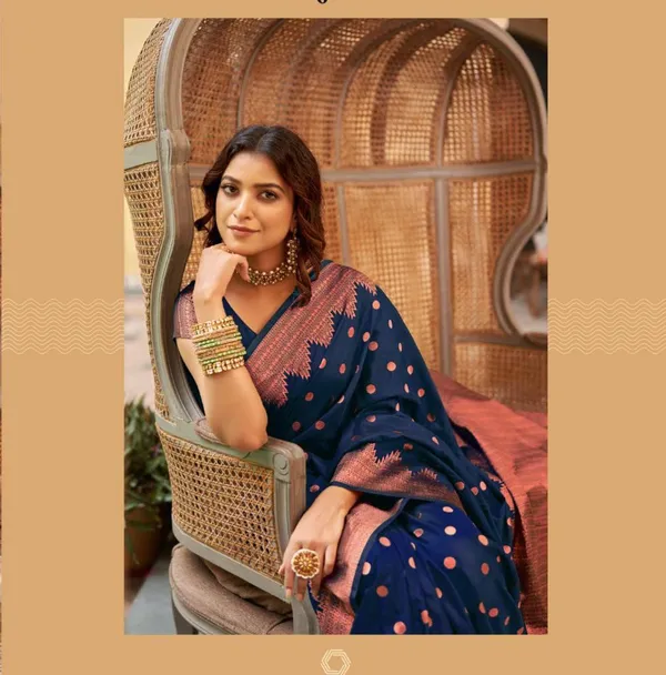 Blue_Woven_Banarasi_Soft_Silk__Saree_With_Unstitched_Blouse