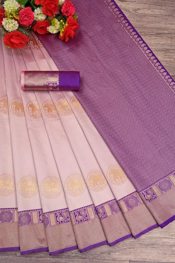 Beby_Pink_Woven_Kanjivaram_Soft_Silk__Saree_With_Unstitched_Blouse