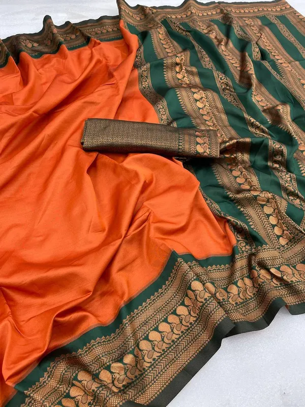 Fanta_Green_Woven_Banarasi_Soft_Silk__Saree_With_Unstitched_Blouse
