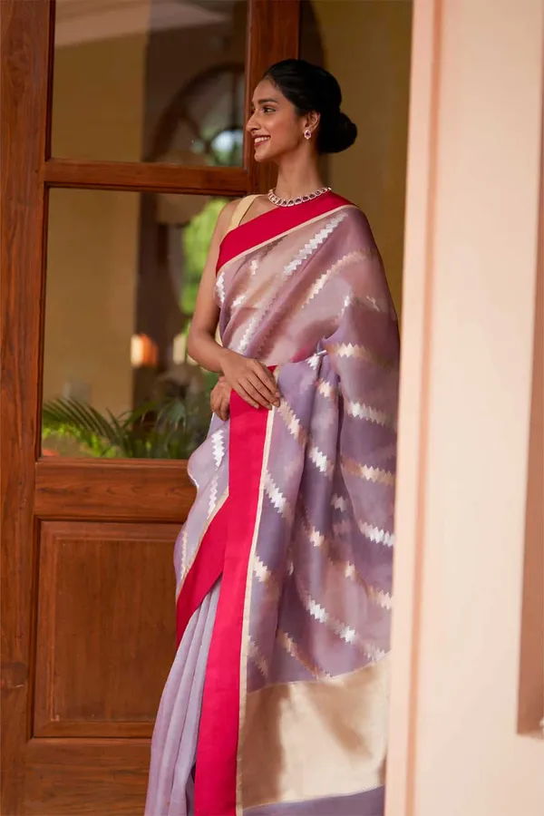 Light_Blue_Woven_Jacquard_Soft_Silk__Saree_With_Unstitched_Blouse