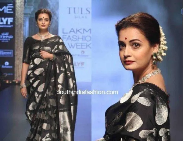 Black__Woven_Jacquard__Saree_With_Unstitched_Blouse