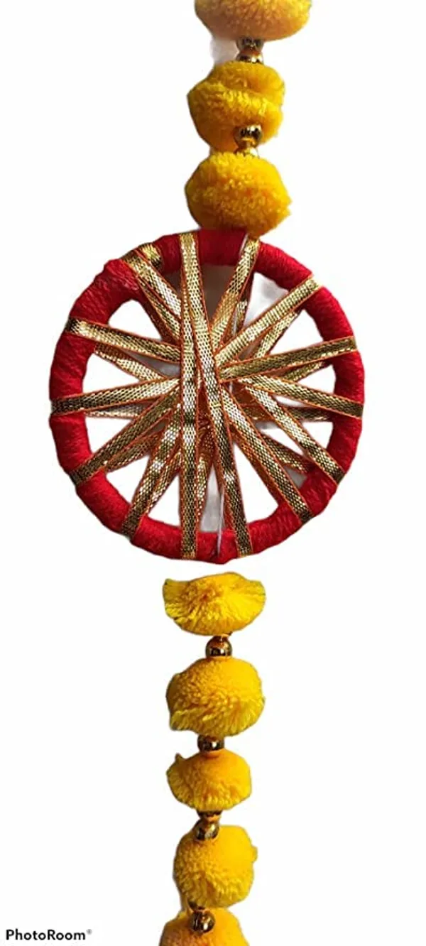 Handmade_Wall_Door_5_ft.Strings_Hanging_Pom_Pom_Torans_Garland_Bandhwar_with_Golden_Bells_Decoration_Item_for_Home_DecorDiwali_Festival,Navratri,Wedding_(5_FT_6_Strings)_YellowRed