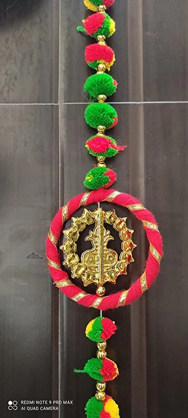 Handmade_Wall_Door_5_ft.Strings_Hanging_Pom_Pom_Torans_Garland_Bandhwar_with_Golden_Bells_Decoration_Item_for_Home_DecorDiwali_Festival,Navratri,Wedding_(5_FT_6_Strings)