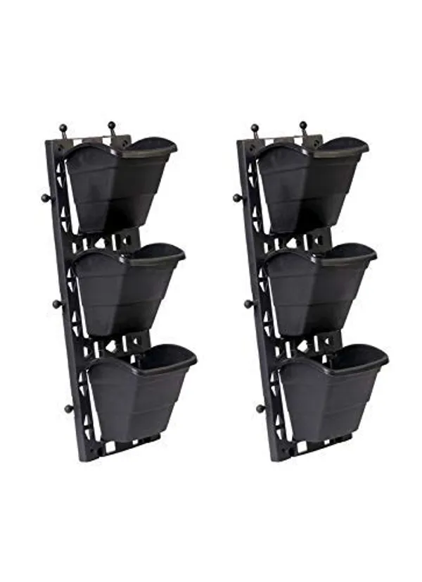 Black_Modern_Vertical_Wall_Garden_with_Hanging_12_Pots_-_Indoor_or_Outdoor_Gardening_Grow_FlowersVegetables_&_Herbs_-_6_x_18_inch_Frame_(5_x_5_x_3.5_inch_Pot_Size)_-_Pack_of_4